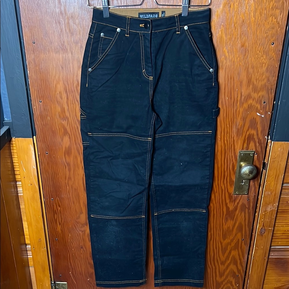 Wildfang Black and Gold Work Pants with Utility Design